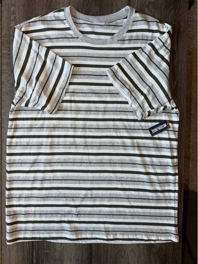 Mission Ridge Men’s Large Short Sleeve T-Shirt Striped Gray Green White NWT